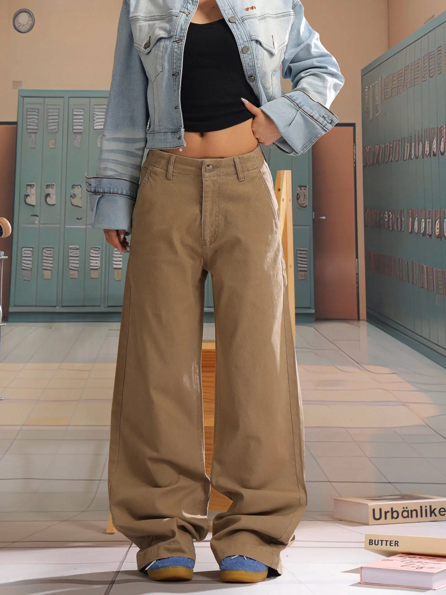 

Light Blue American Sle Worn Commuter Jeans Women Early Spring New Loose Straight Leg Long Pants Casual Comfortable Denim