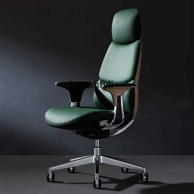 

CC Light luxury leather boss class office chair household swivel chair computer comfortable backrest chair