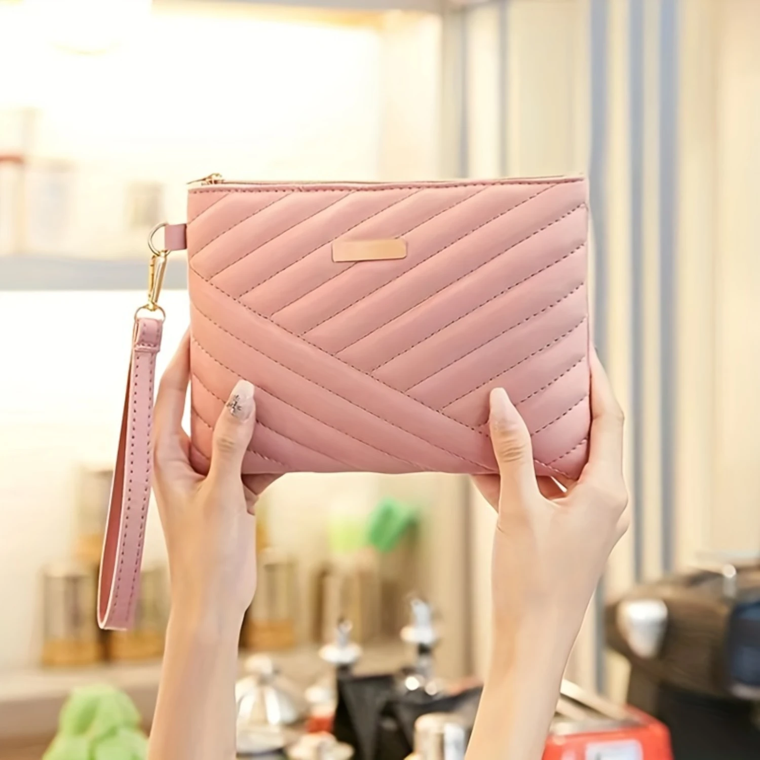 محفظة بمقبض ذو سعة كبيرة مع محفظة معصم من الجلد الصناعي بسحاب للعملات المعدنية، حقيبة هاتف محمول للاستخدام اليومي، موضة، للخروج #5