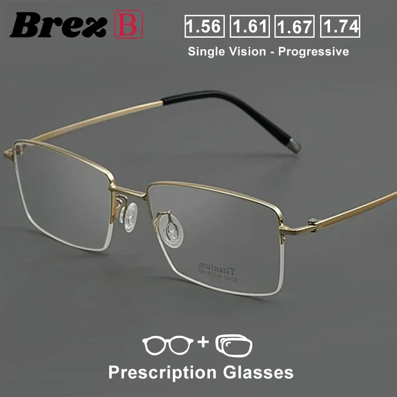 

Очки Ollymurs (размер M) с полуоправой, оптические, корректирующие, для мужчин, из чистого титана, модные, для коррекции близорукости, для улучшения зрения