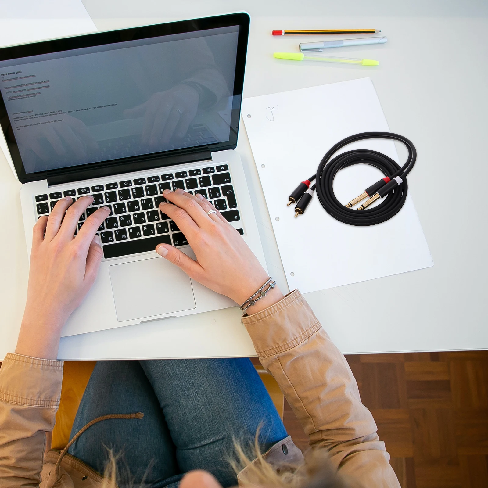 

Dual Rca To Dual 6.35Mm Stereo Audio Cable Gold Plated Aluminum Shell Sturdy Durable Long Lasting For Mixer Speaker Studio