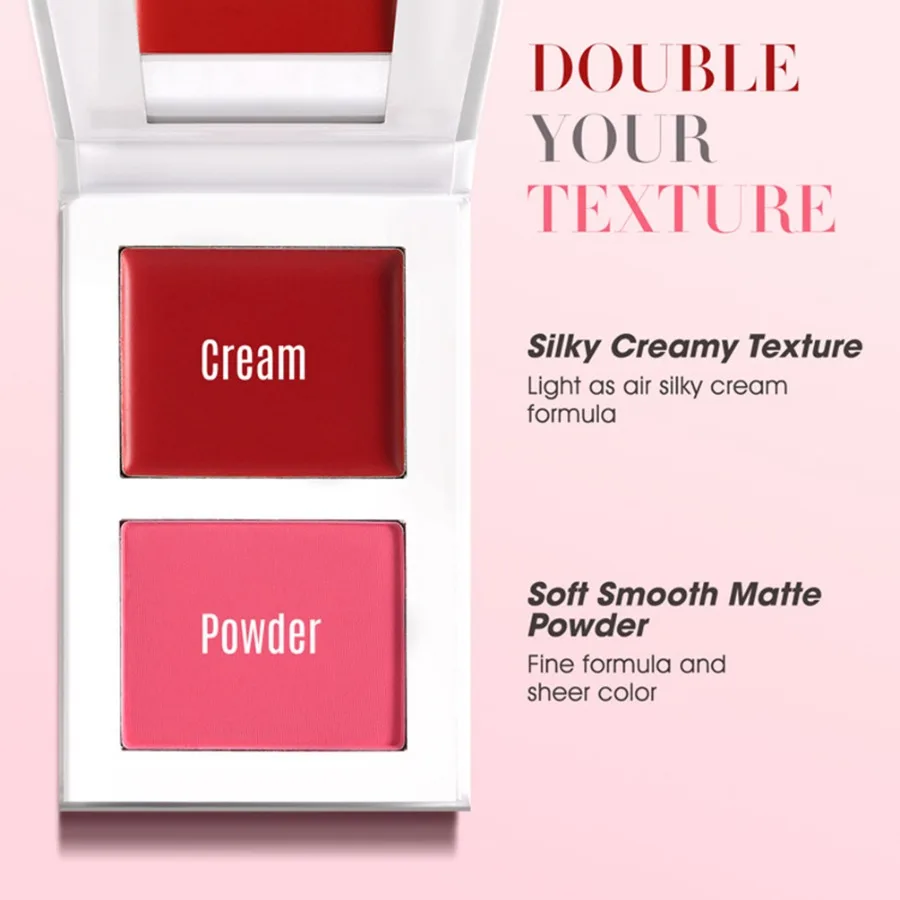 Custom Double-color Blush Cream Brighten Long Lasting Easy To Wear Waterproof Natural Cheek Tint Women Face Beauty Makeup