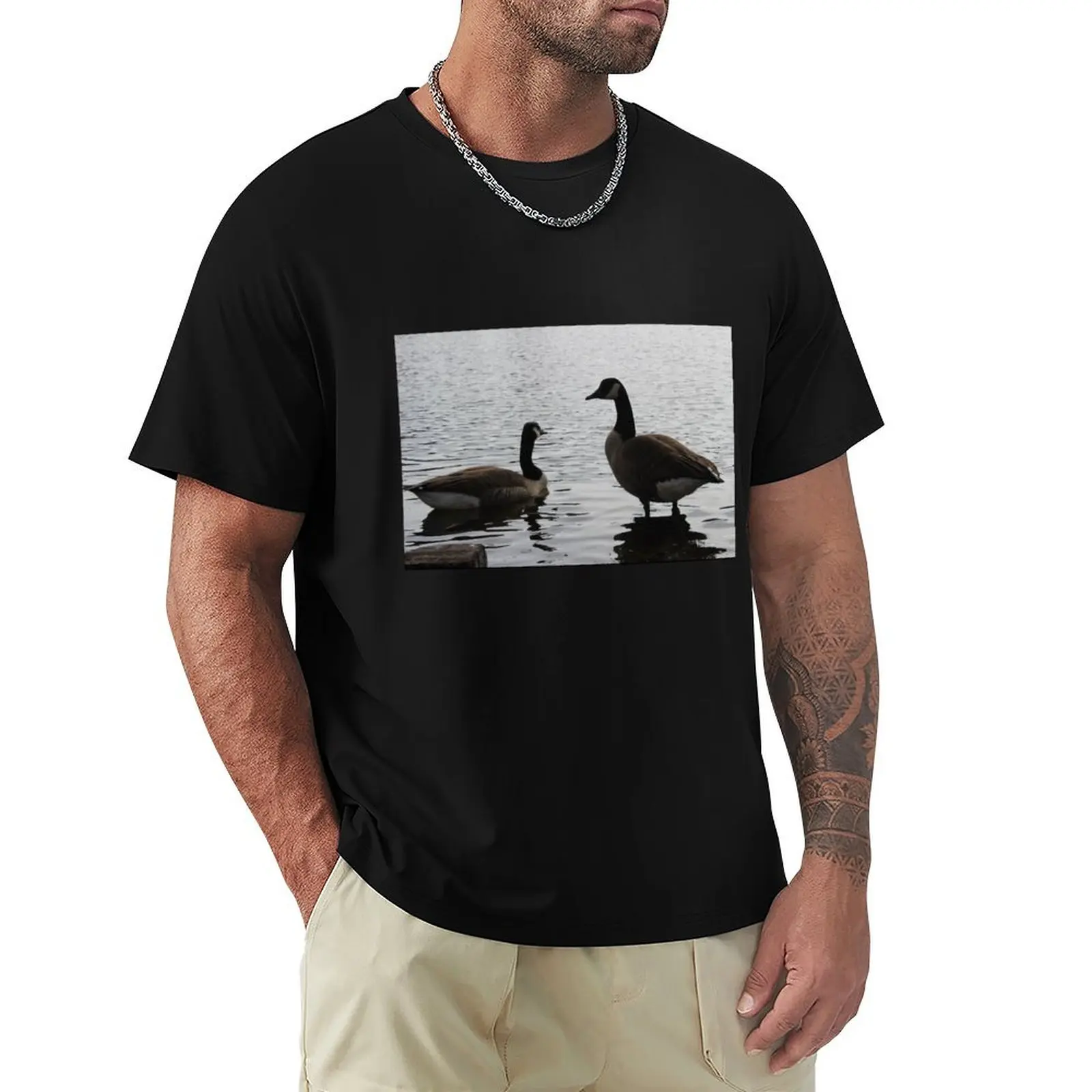 Geese T-Shirt Basic Plain Short Sleeve Crew Neck Tee