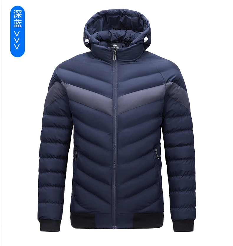 Casaco com capuz acolchoado de algodão masculino, Parka multi-bolso, impermeável, leve, à prova de vento, quente, cor sólida, inverno