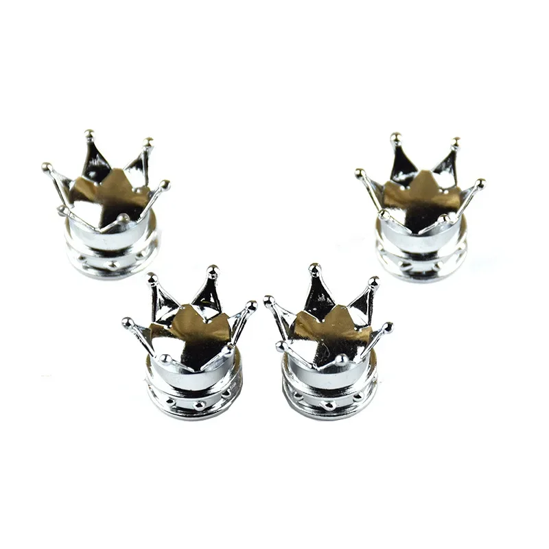 มงกุฎดัดแปลงยางรถยนต์4ชิ้นฝาครอบหัวฉีดลมเครื่องประดับอุปกรณ์รถจักรยานวาล์วมงกุฎแกนทองแดงทำจากพลาสติกชุบโลหะด้วยไฟฟ้า