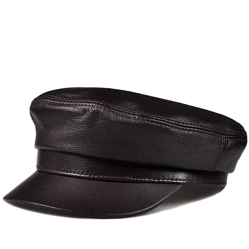 Pudi Man Genuine Leather Baseball Cap Hat Beret Boy Male Pilot Caps Hats Berets HL804 - Image 2