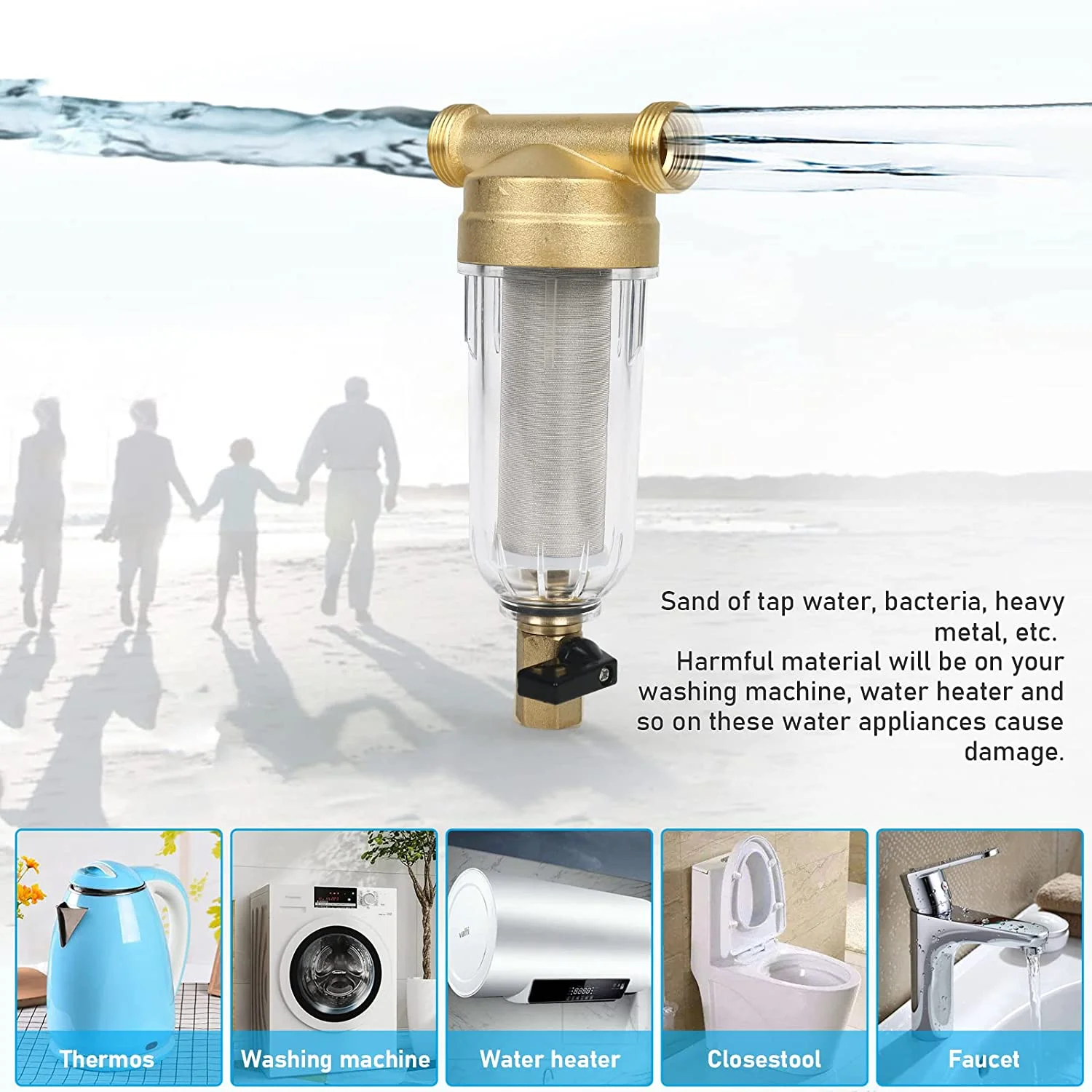 Reusable Whole House Spin Down Sediment Water Filter, 50 Micron Flushable Prefilter Filtration1\