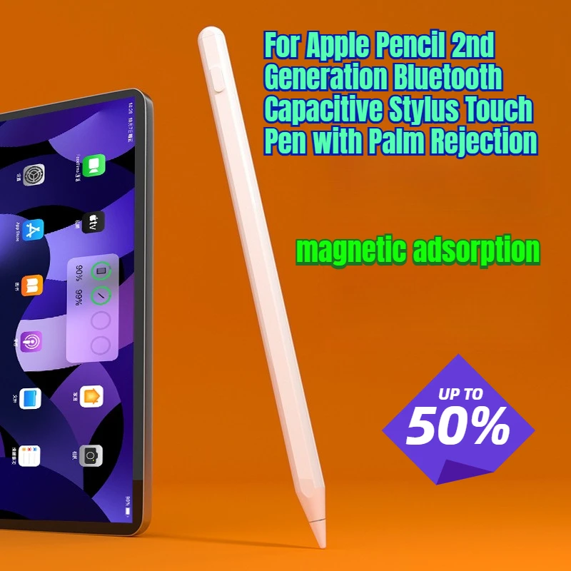 

For Apple Pencil 2nd Generation Bluetooth Capacitive Stylus Touch Pen with Palm Rejection