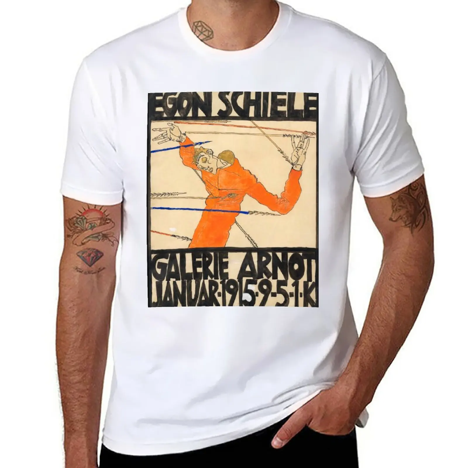 New Egon Schiele Exhibition Poster T-Shirt man clothes graphic t shirts oversized t shirts for men