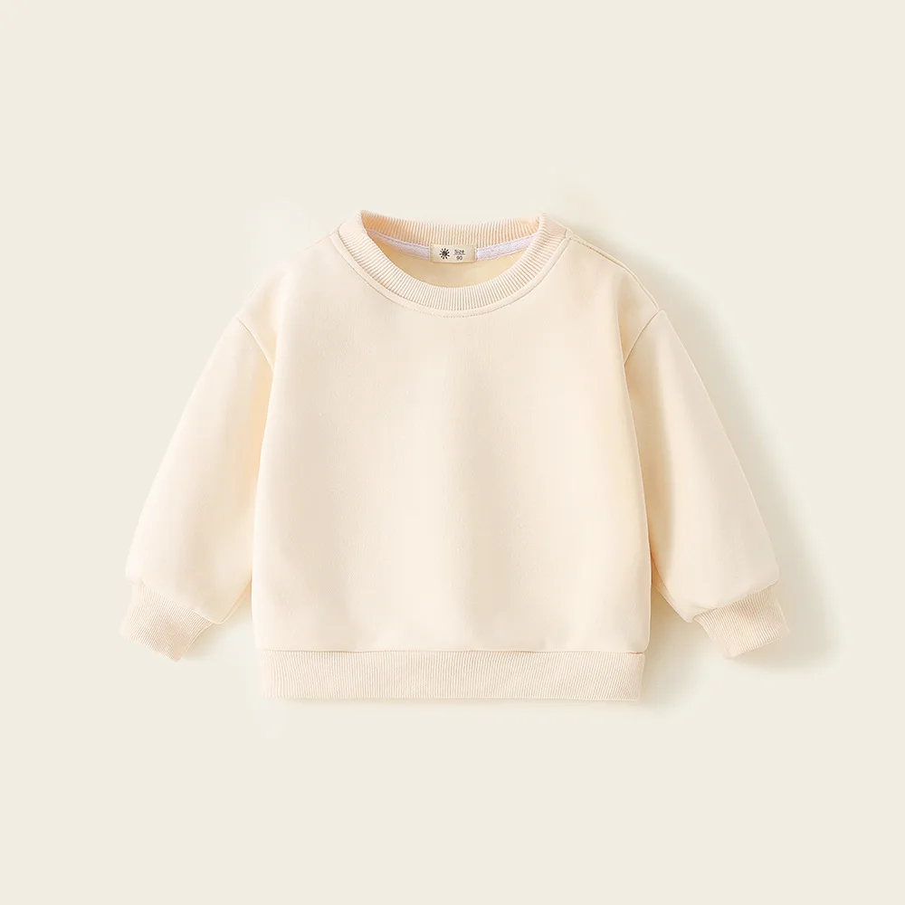 Kinder Jungen Sweatshirts Herbst Winter Verdickte Integrierte Fleece Solide Baby Jungen Pullover Einfache Vielseitige Kleinkind Jungen Top – Detail 5