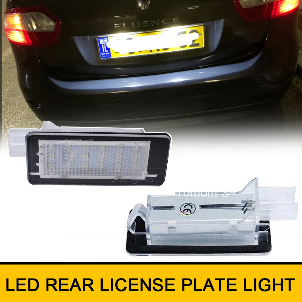 2Pcs LED Rear License Plate Lights No Error For Renault Zoe Modus Laguna Latitude Scenic Fluence Espace MK4 Kaptur Captur