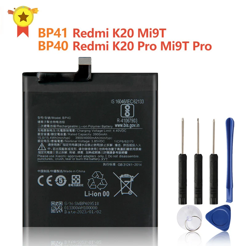 Replacement Battery BP41 For Xiaomi Mi9T Redmi K20 Pro K20pro Mi 9T Pro Premium BP40 Rechargeable Phone Battery 3900mAh