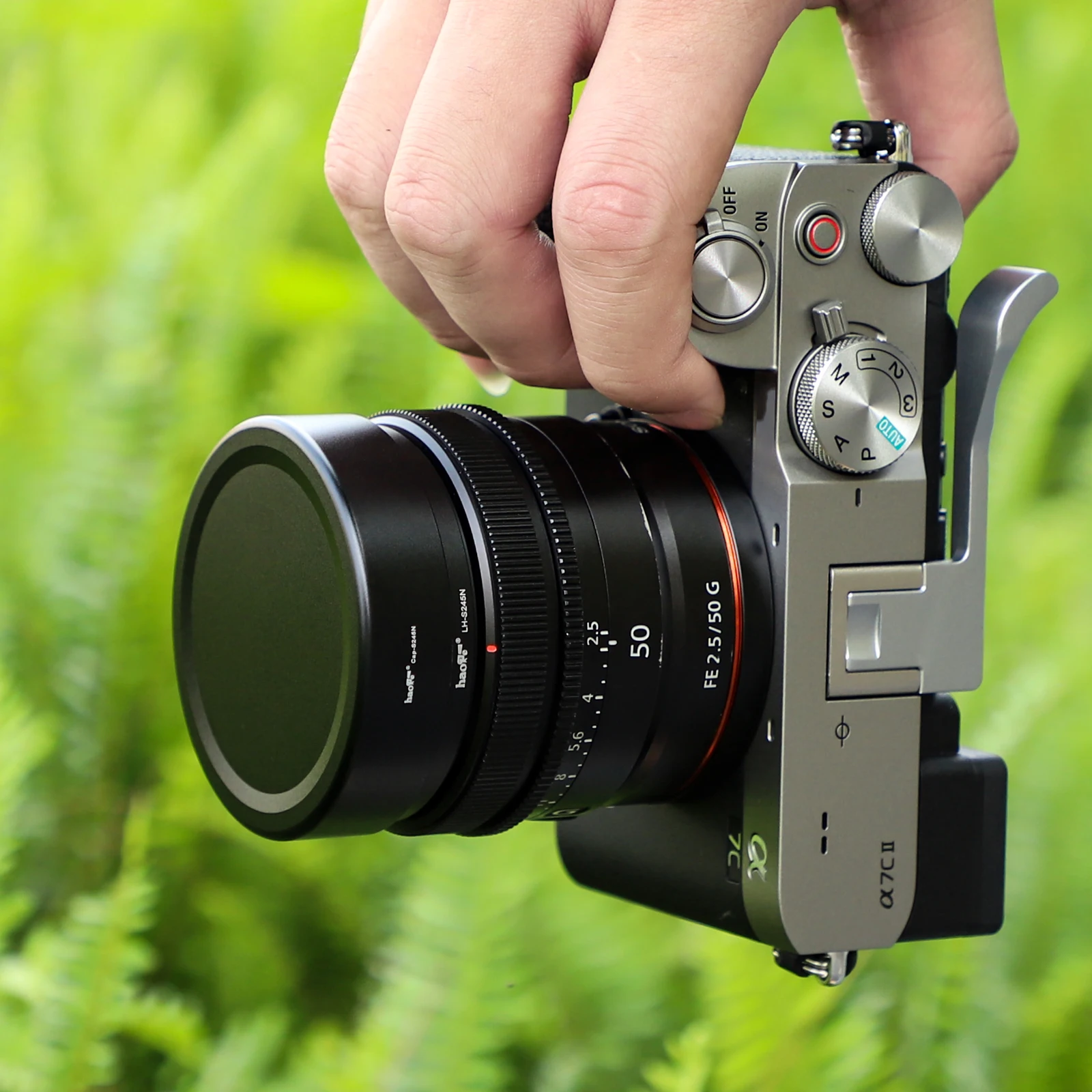 Haoge LH-S245N Bayonet Square Metal Lens Hood for Sony FE 50mm F2.5 G FE 40mm F2.5 G FE 24mm F2.8 G Lens Shade with Cap