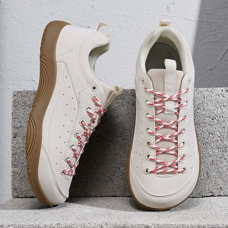 

Men's Lace-Up Lightweight Comfortable Leather Patched Daily Work Wide Palm Rubber Sole Casual Sports Shoes