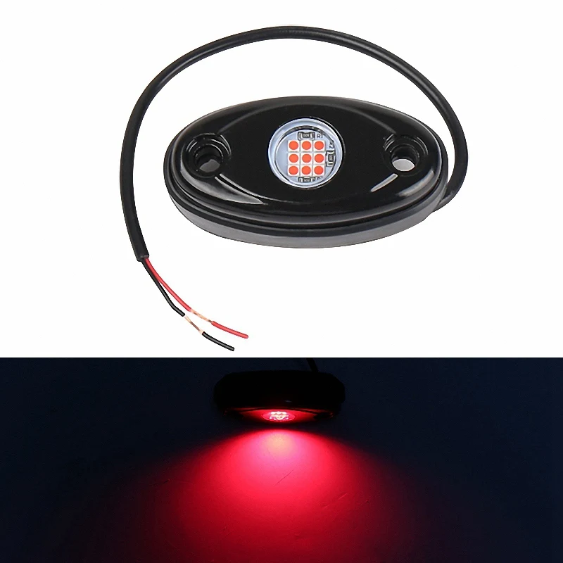 Kit de luces LED para Roca, luces de neón impermeables con brillo bajo, para Jeep, camión, ATV, Raptor, barco todoterreno, rojo, 8 cápsulas