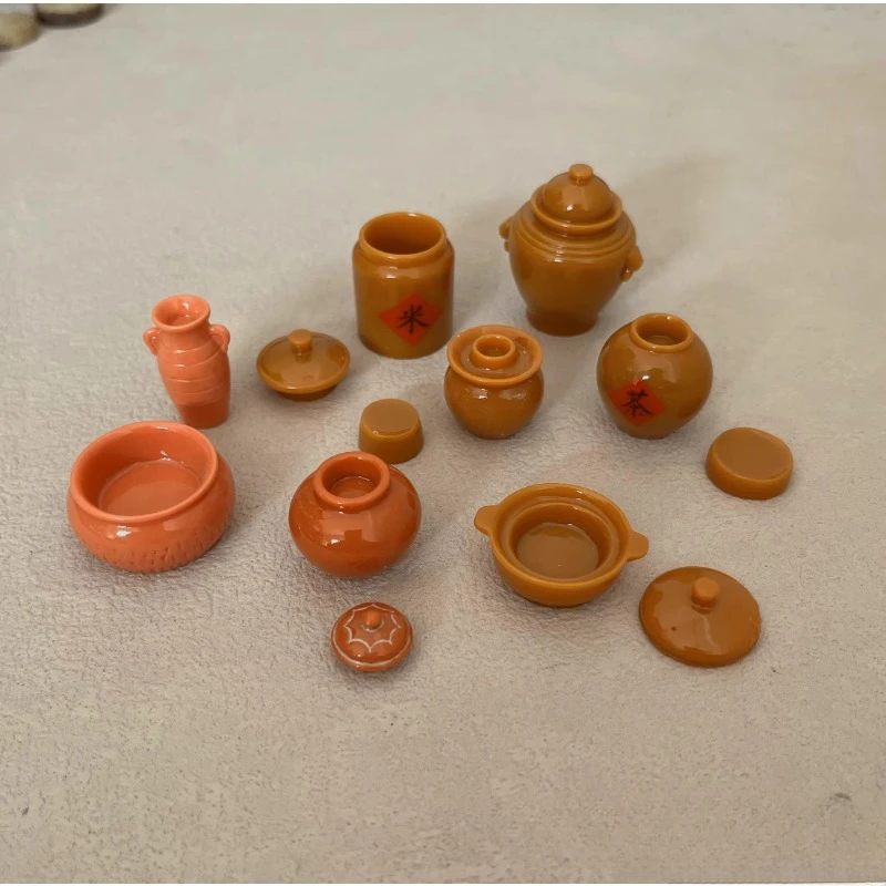 Emulation Miniature Wine Jar and Vegetable Jar Tea Jar Sand Table Model Props and Ornaments