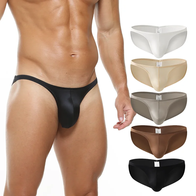 Men's Sexy Satin Briefs Low Rise Luxury Silky Smooth Tight Fit Underwear Multi Color Thin Stretch Triangle Male Underpants