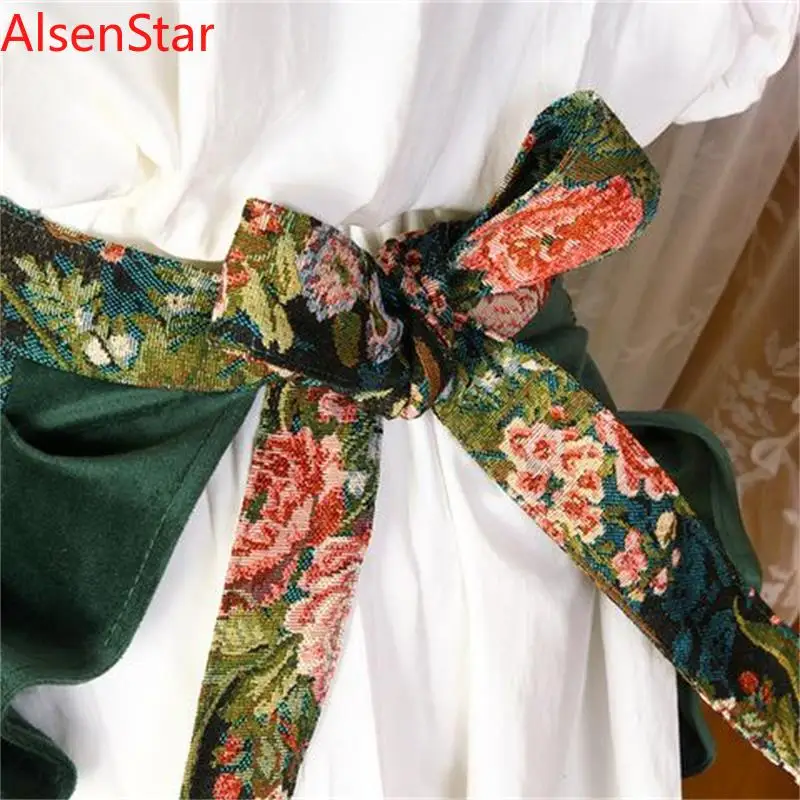 

Flower Fabric Apron Atmosphere Dirt-proof Oil-proof Skirt Aprons Nail Beauty Flower Shop Work Clothes Kitchen Cooking Supply