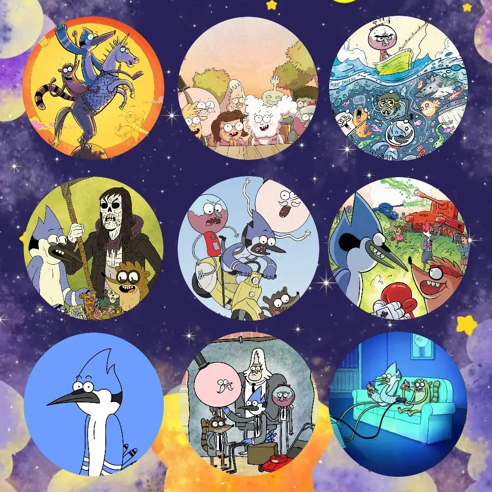 R-regular Cartoon Show Badge Tinplate Meme Round Brooch For Hat Bag Creative Lapel Jewelry Accessories Gifts