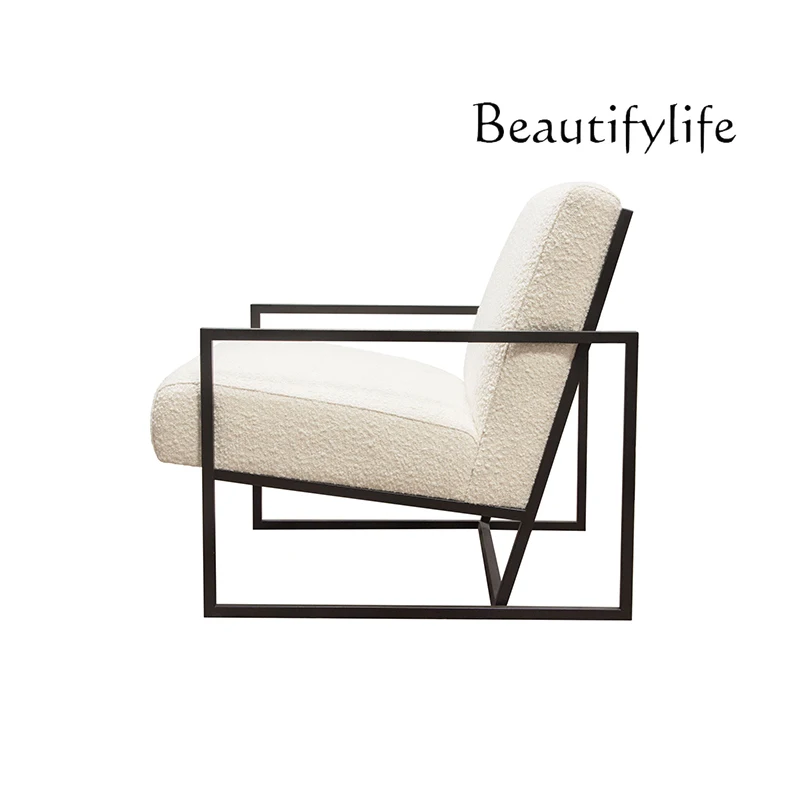 Modern Minimalist Fabric Single Sofa Living Room Italian Light Luxury Balcony Leisure Lazy Bone Chair