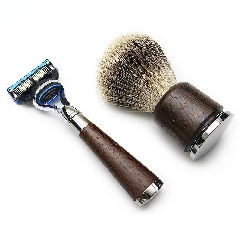 

1PC luxury gift shaving set wooden handle shaving brush blade razor beard care set