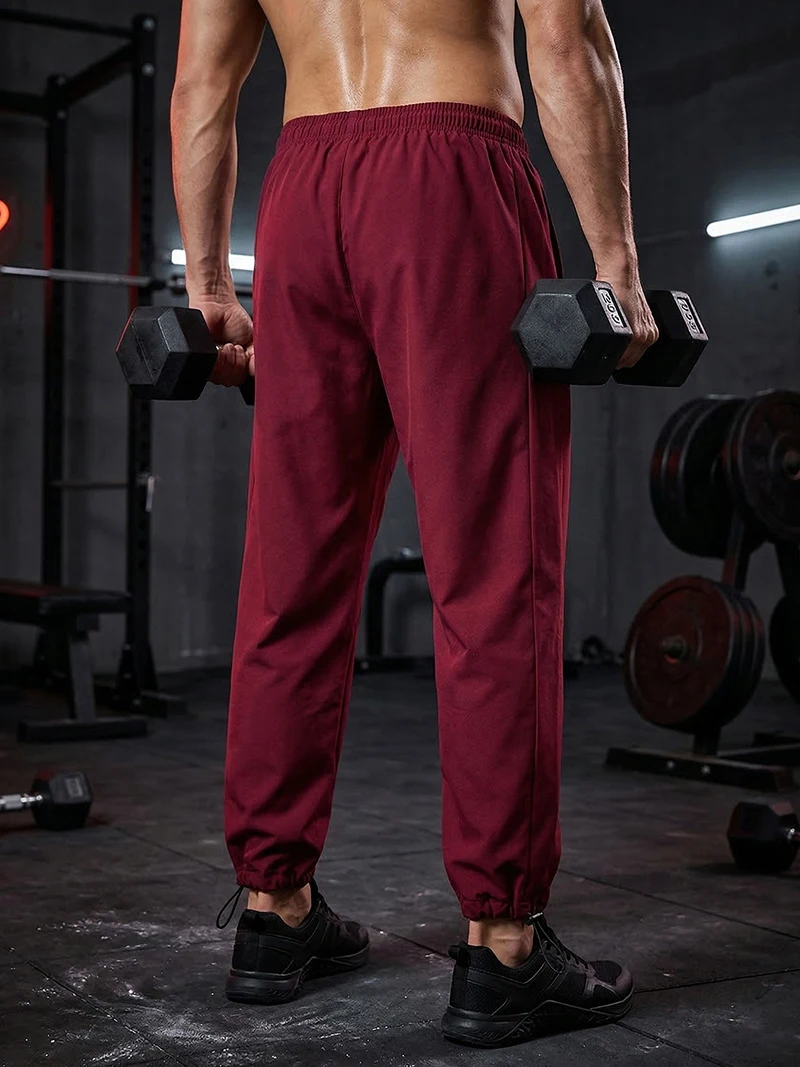 Trendige, sportliche Herrenhose mit Linien, Fitnessstudio, Workout, Laufhose mit Seitentaschen, sportliche, schnell trocknende, atmungsaktive Jogginghose – Detail 21