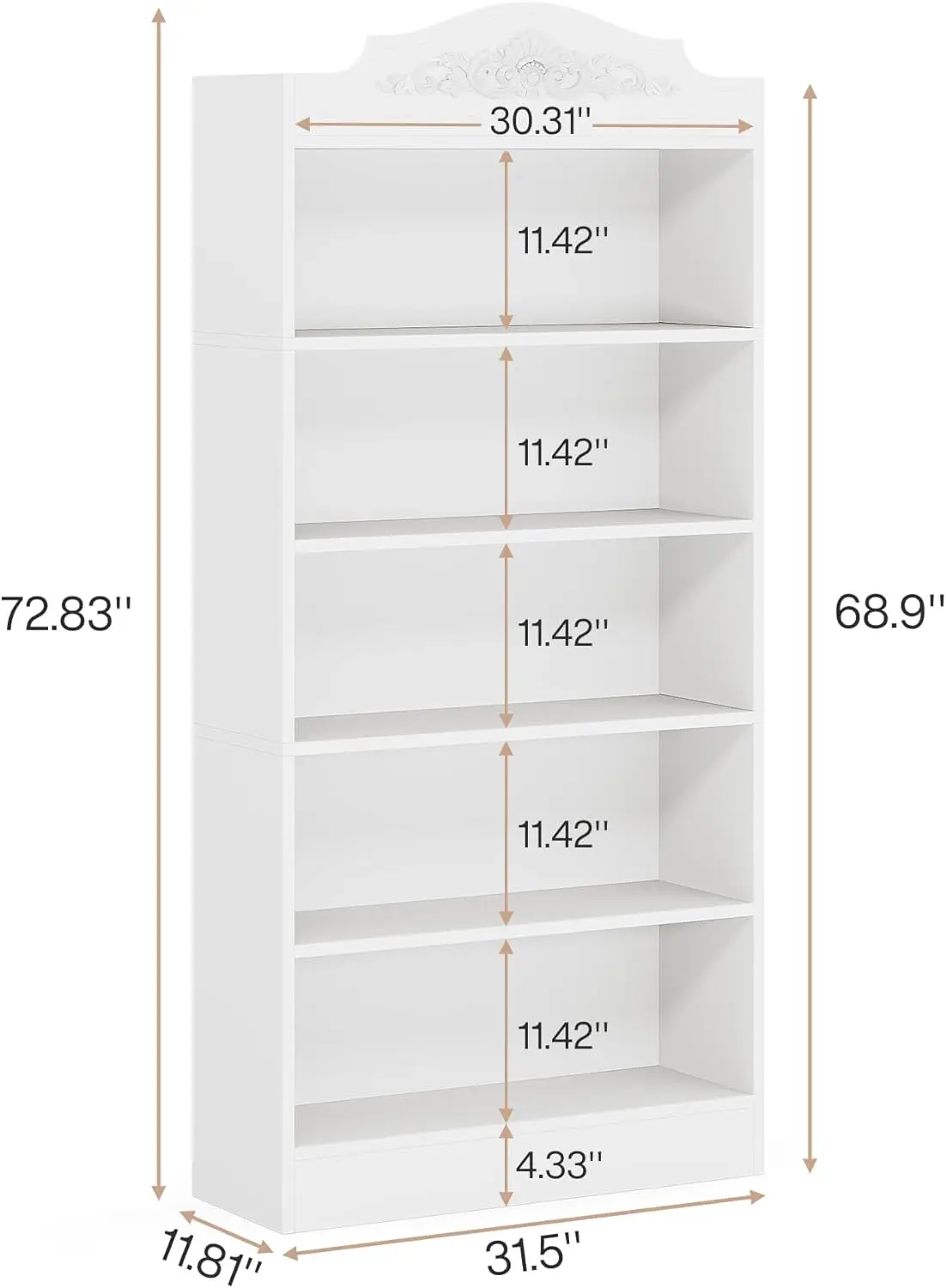 Armoire à Chaussures Autonome en Bois RapDuty, Rangement à Chaussures T1, 5 Niveaux, 25 Paires, 73 Pouces de Haut, Rangement Ouvert