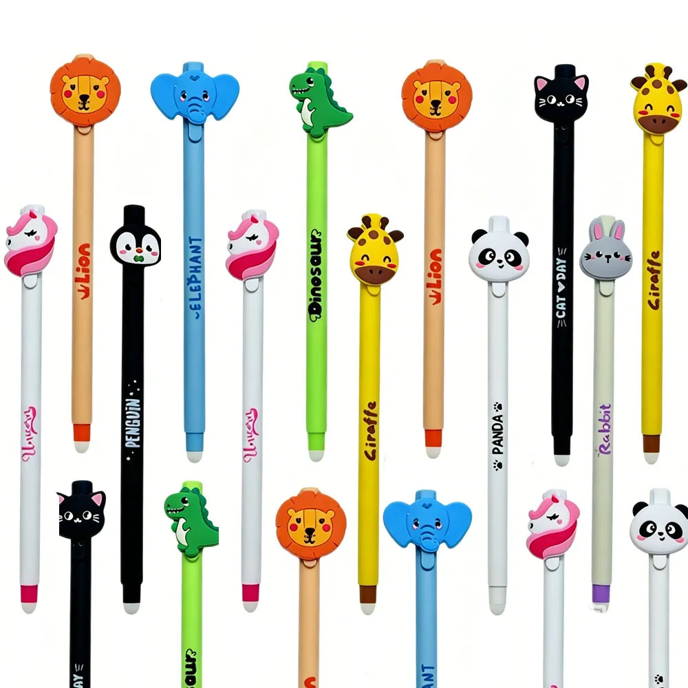 Lustige Cartoon-Tier-Stifte, radierbare Gelstifte, niedliche PVC-Tier-Kugelschreiber, 0,6 mm, blau, Partygeschenk, Schulbedarf, Schreibwaren, Geschenke