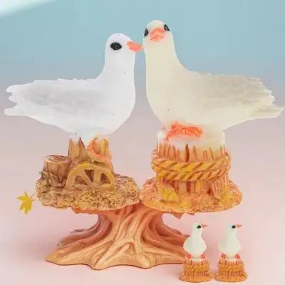 

10Pcs Seagull Statue Resin Coastal Bird Decor for Home Desktop Garden Yard Outdoor Decoration Nautical Style Small Animal