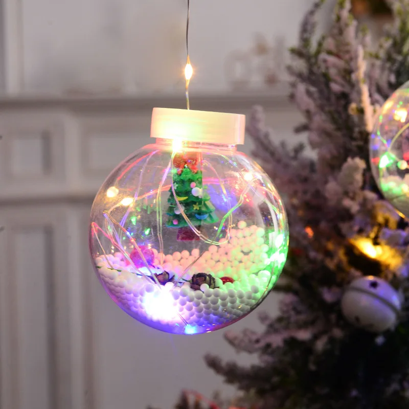 10 Stück führte Weihnachten Vorhang Lampe Fee Schneemann Wunsch Ball String Nacht lampe Navidad Fenster Home Room Party Licht Dekoration