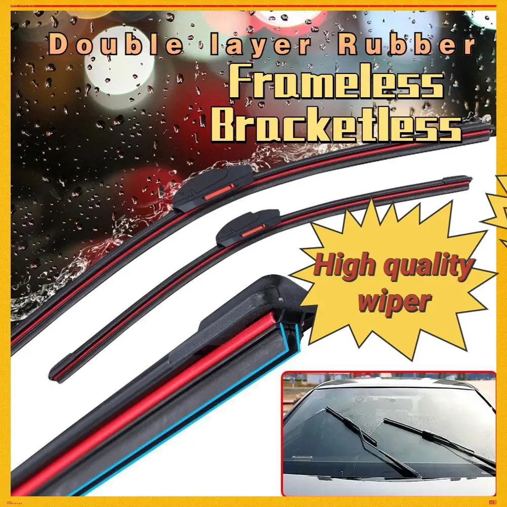 Car Wiper Blades Universal Soft Double Layer Rubber Windshield Wiper Blades Frameless Bracketless Auto Wipers Accessories