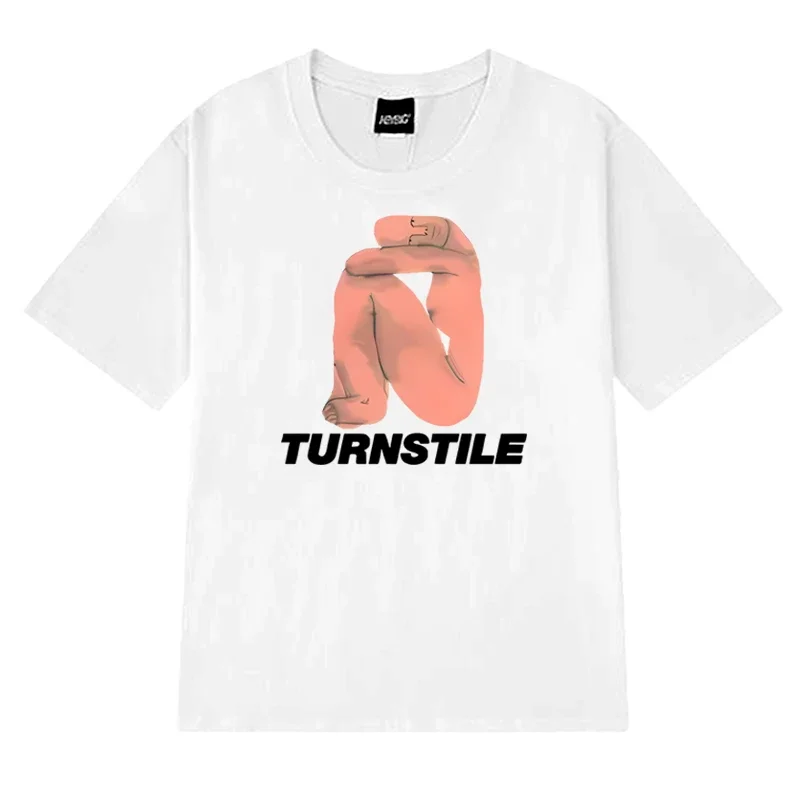 

Men's TURNSTILE retro punk style pattern printed short-sleeved T-shirt, 100% cotton fashionable clothing top