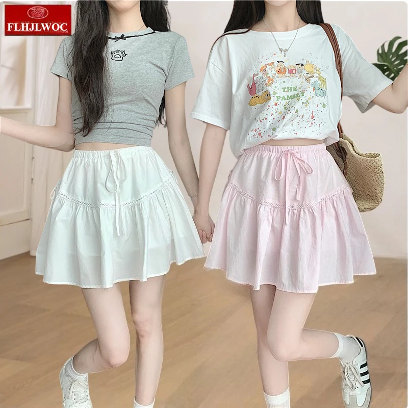 Lolita Style Ball Gown Bloomers Small Skirt Cute Japan Date Girls Y2K Floral Yellow Bow Pumpkin Lantern Short Mini Skirts Cotton