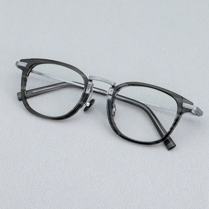 Luxury Brand Eyewear Square Titanium Acetate Frame Vintage Male Spectacle Full Rim Woman Anti Blue Light Eyeglasses for Men