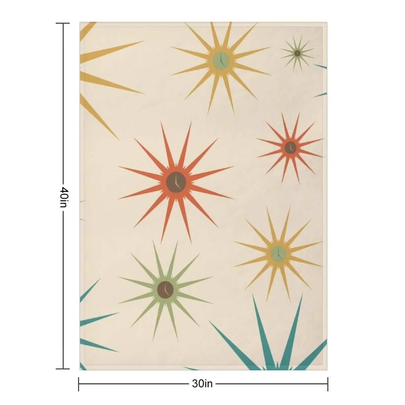 Cocktail Hour Retro Starburst Clocks by Bobby West Throw Blanket Shaggy Multi-Purpose Vintage blankets and throws Blankets