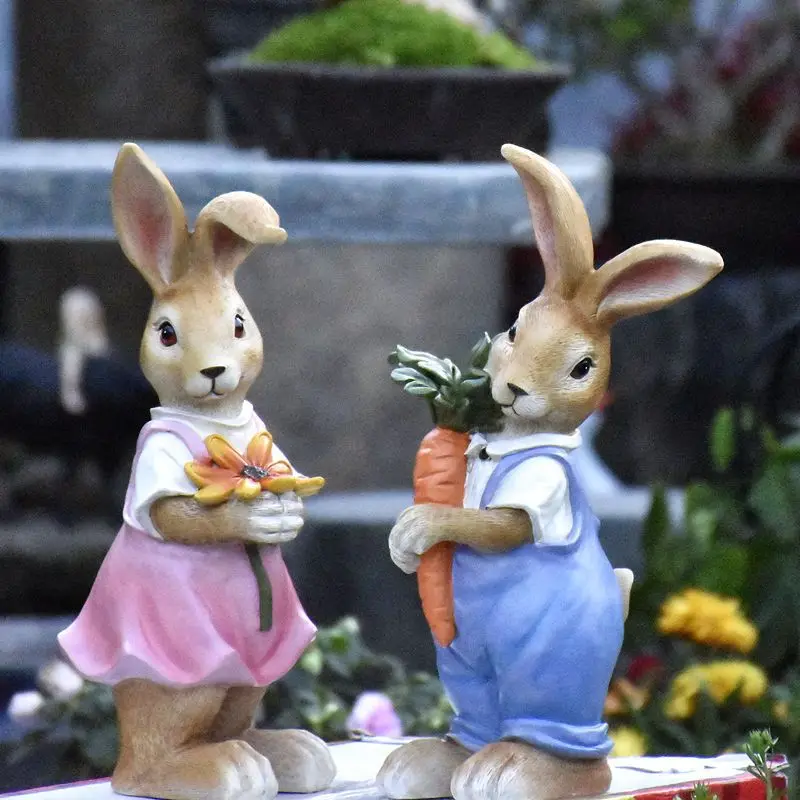 

Cartoon Cute Sunshine Bunny Resin Decorations Balcony Garden Flower Rack Sculpture Crafts Outdoor Bonsai Layout Figurines Decoe