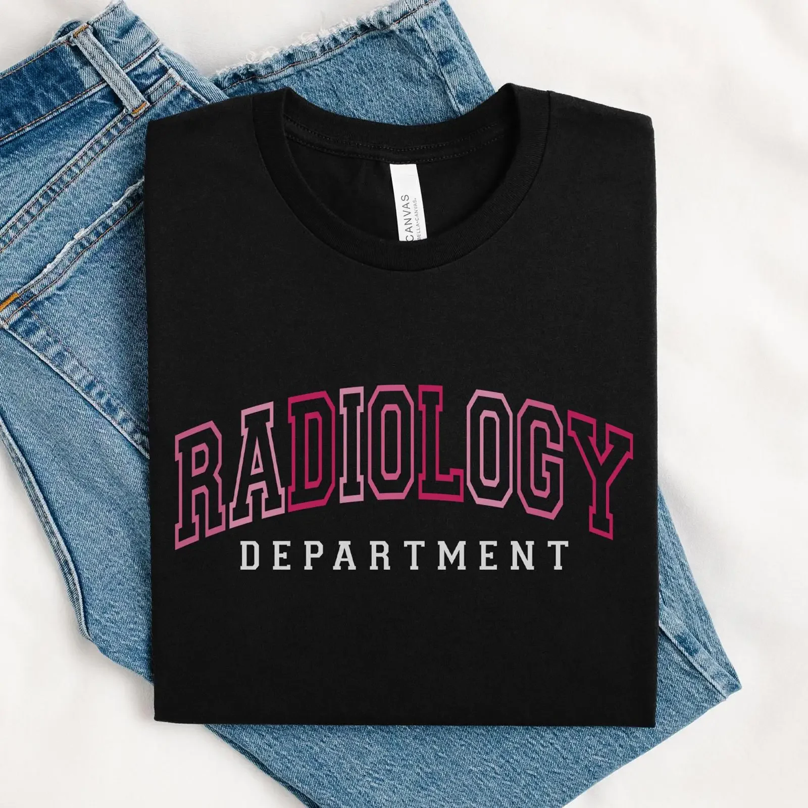 Radiology Department Pink Varsity T Shirt RAD Xray Tech Radiologic Technologist Nurse Radiologist Medical Team  vintage Washed