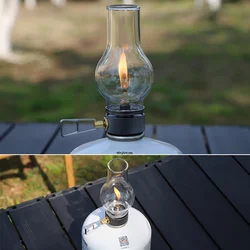 Lampe de camping à bougie à gaz rétro, abat-jour en verre, lanterne de tente extérieure, randonnée, sac à dos, pique-nique, pêche