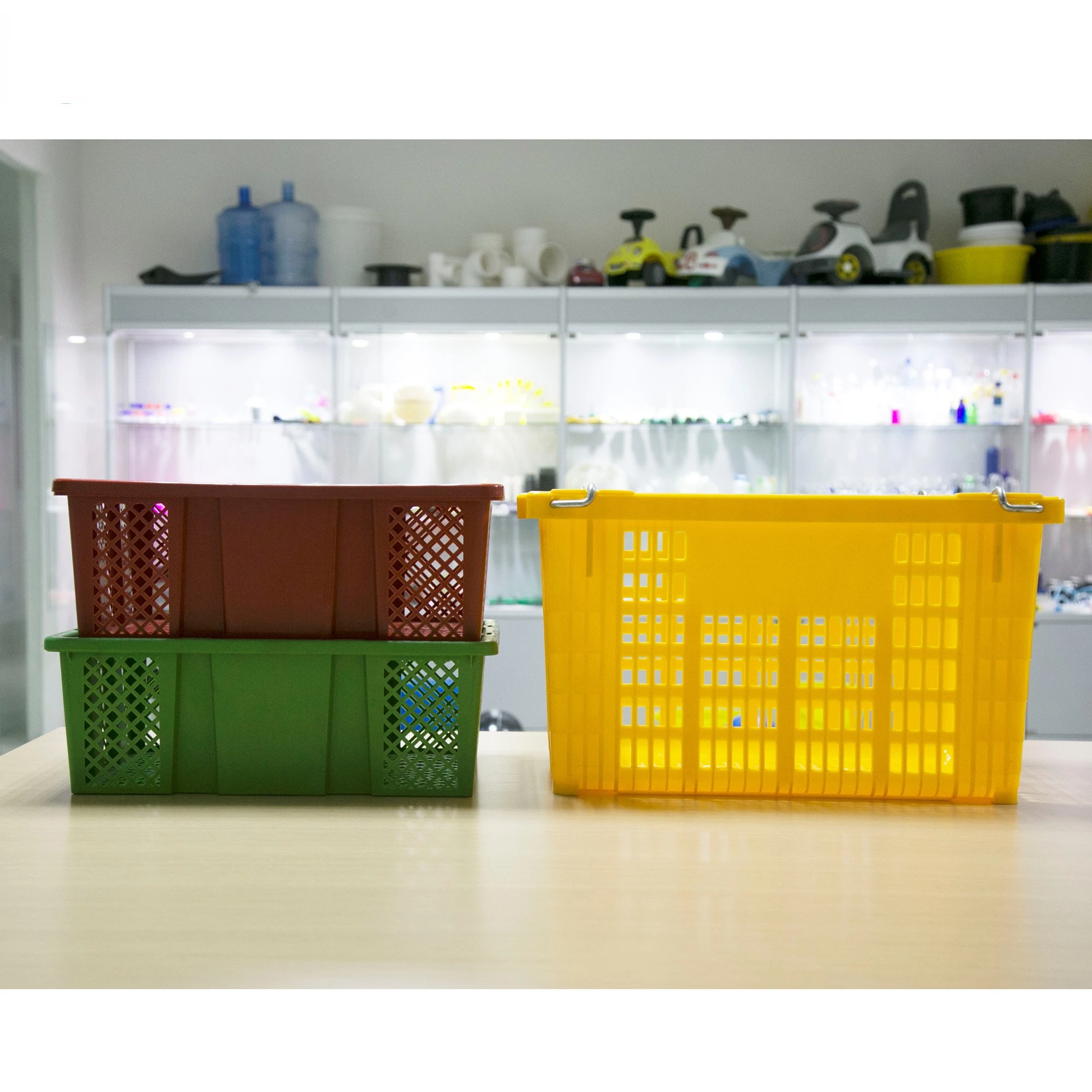 Plastic Fruit Vegetable Packing Supermarket Shopping Basket Foldable Crates Production Injection Molding Machine