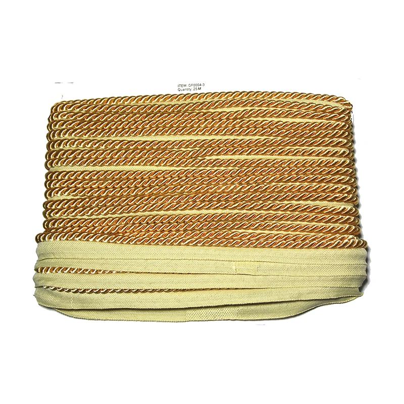 5M Braided Macrame Cord Trim Band Home Decoration Trim Sewing Lace Piping Curved Pillow Wing Gold Rope Clothing Accessories