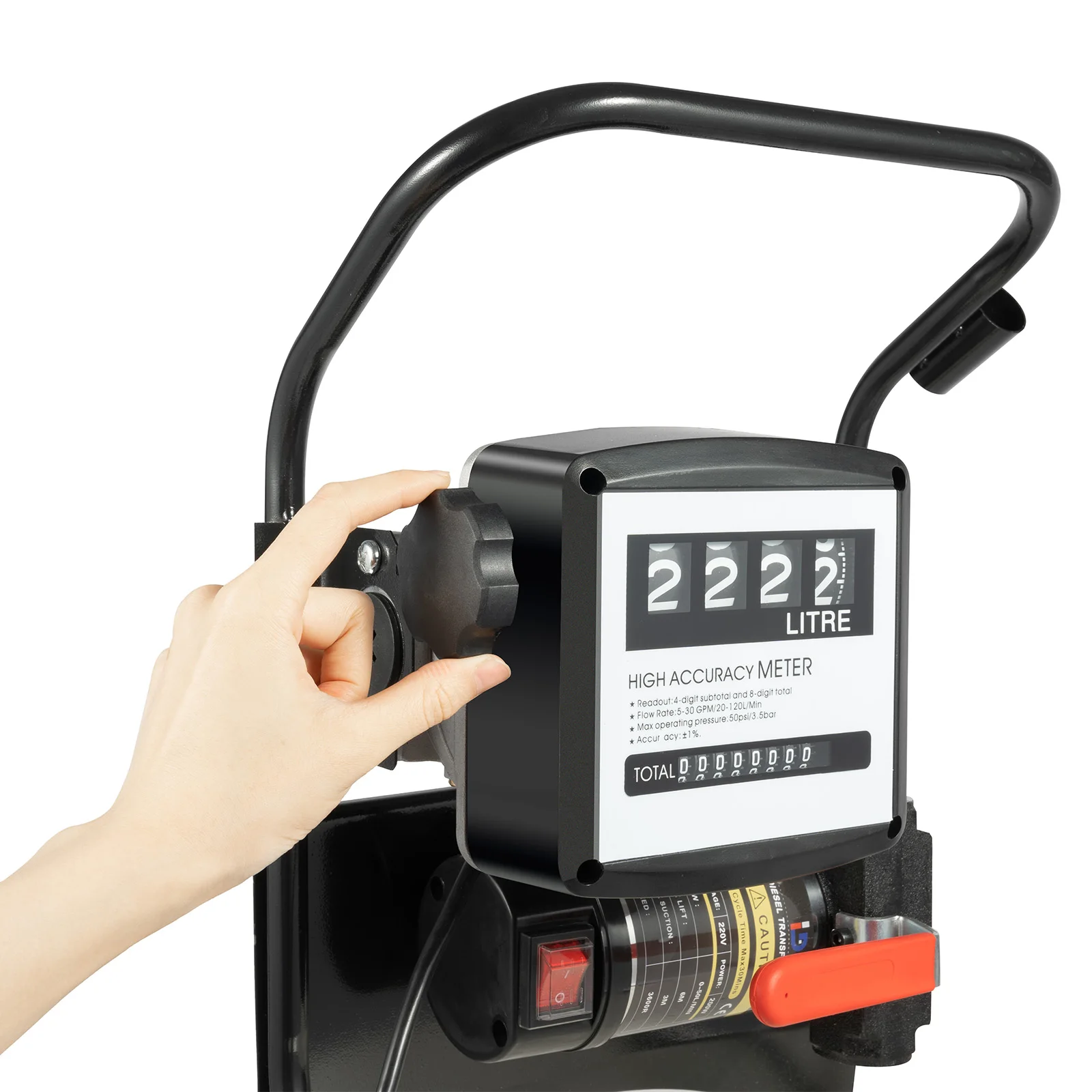 550W Electric Meter Pump Oil Transfer Pump Electric Self-Priming Fuel Oil Auto Refueling Automatic Diesel Transfer Pump Black