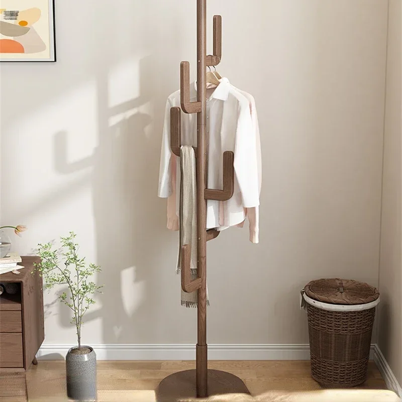 Creative Solid Wood Coat Hanger, Indoor Pole Type Rack, Bedroom Floor Standing Hat and Coat Organizer for Household Use.