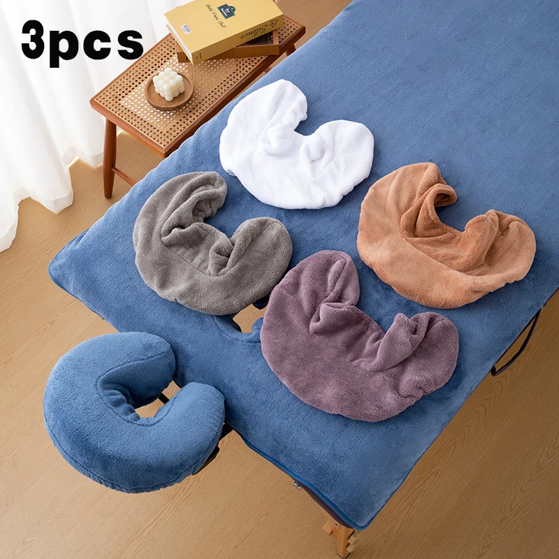 3-Pack of U-Shaped Face Pillow Covers for Beauty Beds, Removable and Washable, Can Be Flexibly Replaced in Beauty Salons/Facial Treatment Rooms, Hygienic and Convenient