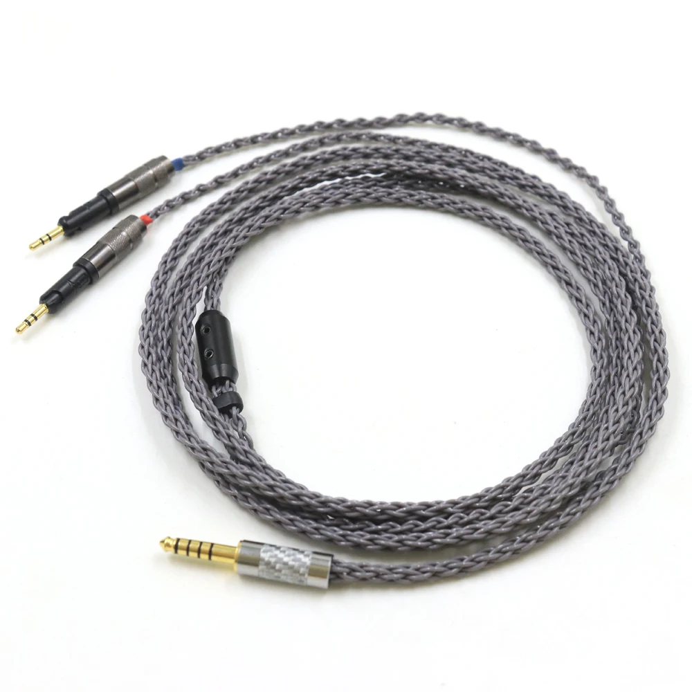 

High Quality 6.35mm 4.4mm 2.5mm 8 Cores 7N OCC Silver Plated R70X Earphone Cable For ATH-R70X R70X R70X5 Headphones