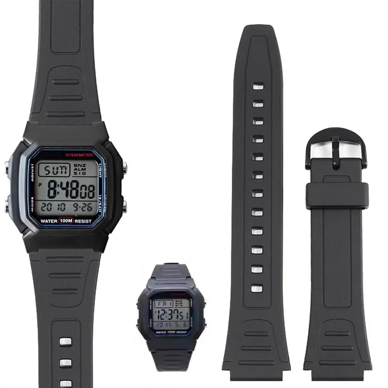Correa de silicona para hombre y mujer, hebilla suave, correa de reloj deportiva de silicona para Casio G Shock W-800H W-217 AQ-S800W