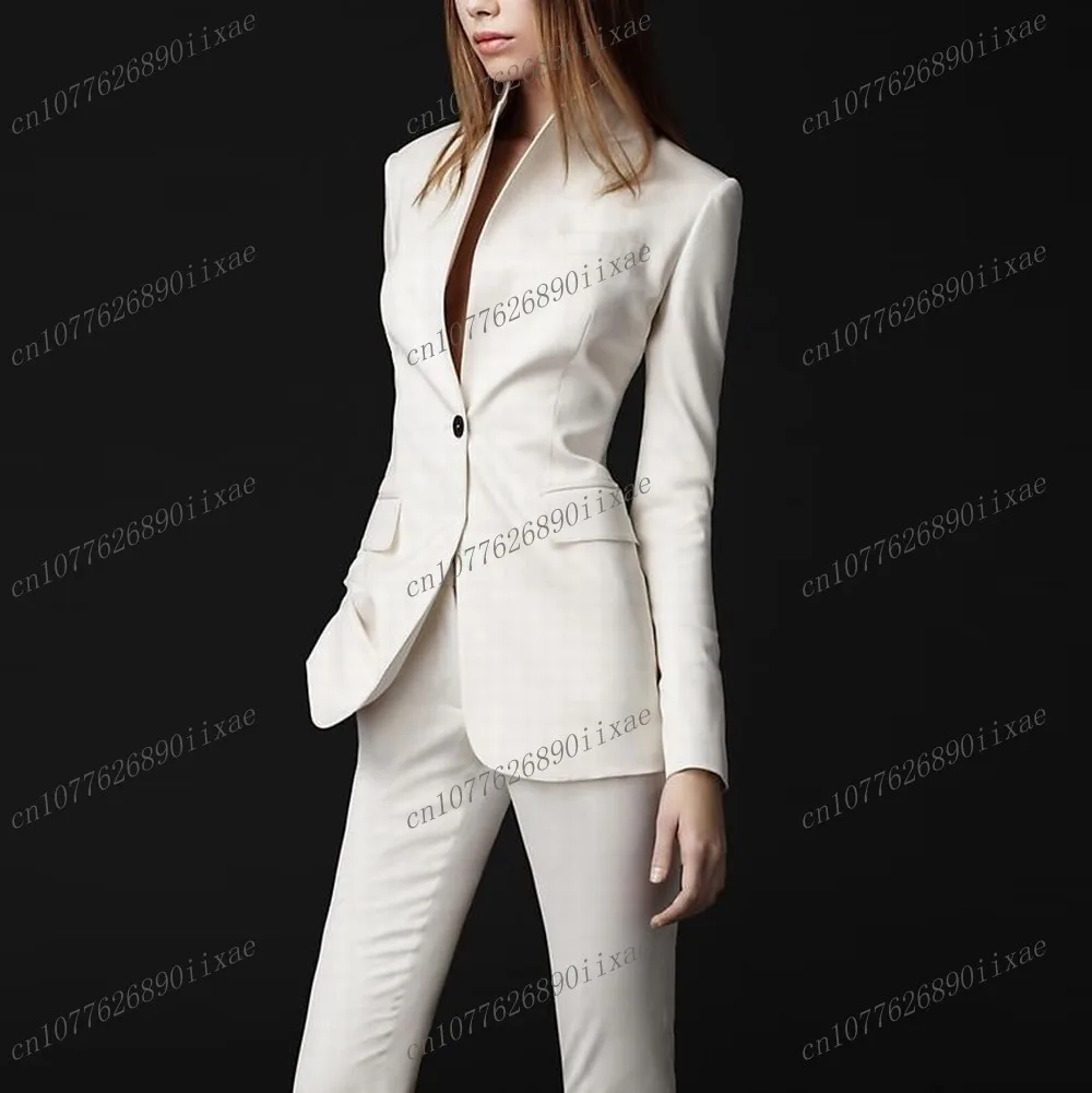 

New Ivory Women Suits Lady Formal Business Office Tuxedos Mother Wedding Party Special Occasions Ladies 2 Piece Set Jacket Pants