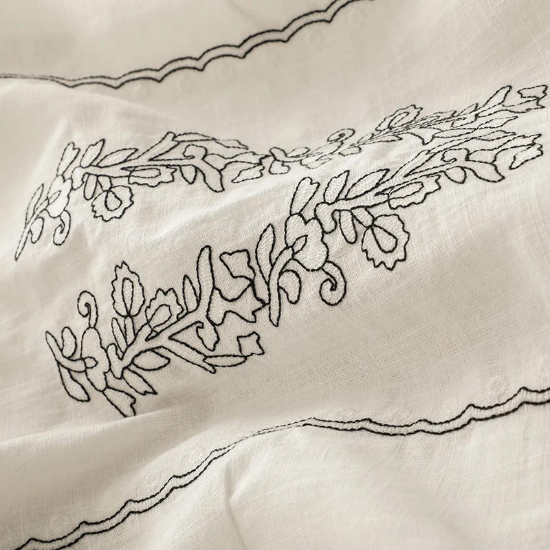 تنورة Ele Summer فضفاضة للتخسيس ميدي دكتور مطرزة ومضادة للشيخوخة على شكل حرف a متعددة الاستخدامات من مزيج القطن والكتان Dr #4