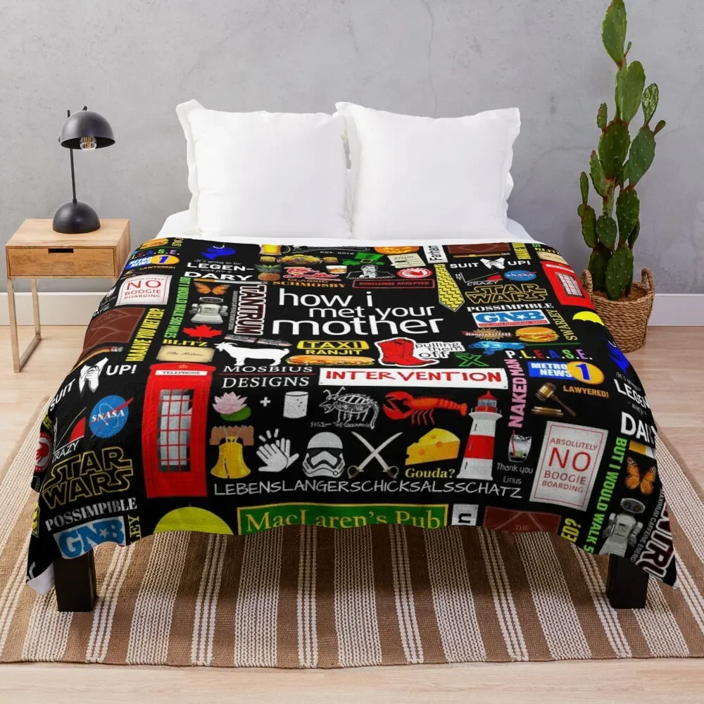 How i Met Your Mother Collage Poster Iconographic - Infographic Throw Blanket bed plaid Comforter decorative Blankets