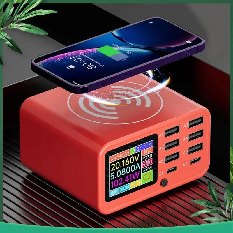 (NEW) 8-Port PD Multifunction Fast Charger For Phone Laptop Short Circuit Repair Current Detector Burn-In Repair EU Plug