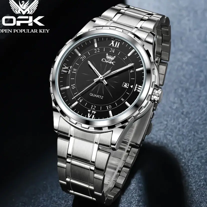 ساعة OPK 6003 للرجال كوارتز أصلية بسيطة للأعمال ﻿   ساعات المعصم المقاومة للماء المضيئة لتاريخ الأسبوع ساعة رياضية للرجال